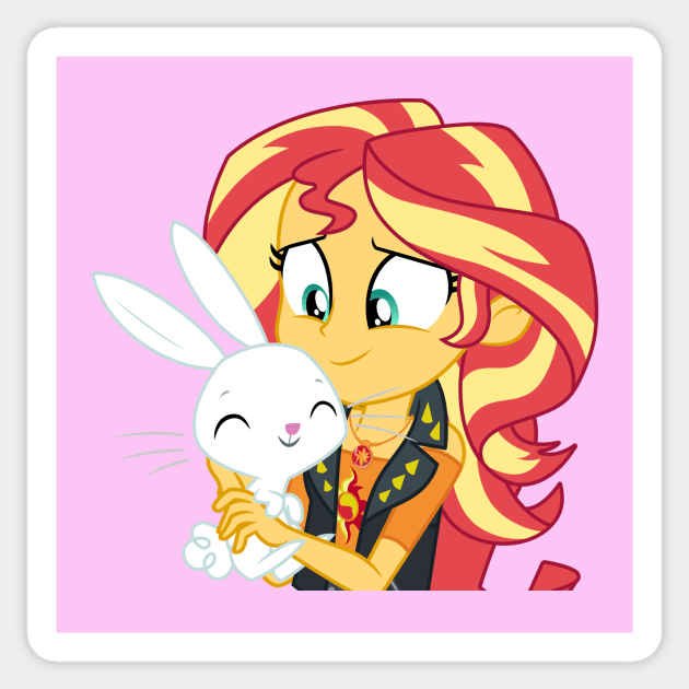 Sunset Shimmer holding Angel Bunny Sticker by CloudyGlow